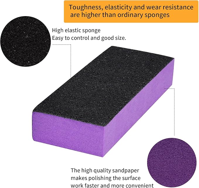 Nail File and Thin Buffer Block, Reusable Black Half Crescent Shape Double Sided Manicure Tools, Thin Sanding Buffing Grinding Plisher File, 100/180 Grit