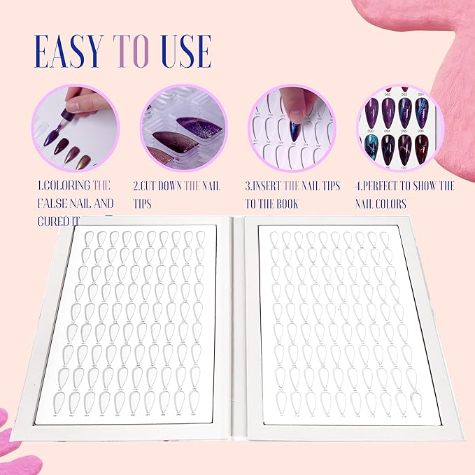 Acycoin2A 180 Nail Color Display Book Chart with 240 Nail Tips (A Style)