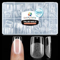 Short Square Nail Tips Gel: 360Pcs Full Cover Short Square Press On Nails Pre-buff Fake Acrylic Nails Half Matte Clear Nail Tips for Nail Extension DIY 12 Sizes