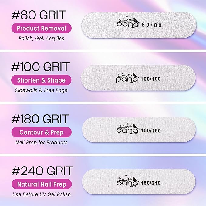 25pcs - PANA Mini Double-Sided Emery Nail File for Manicure, Pedicure, Natural, and Acrylic Nails - Zebra (Grit 180/240)