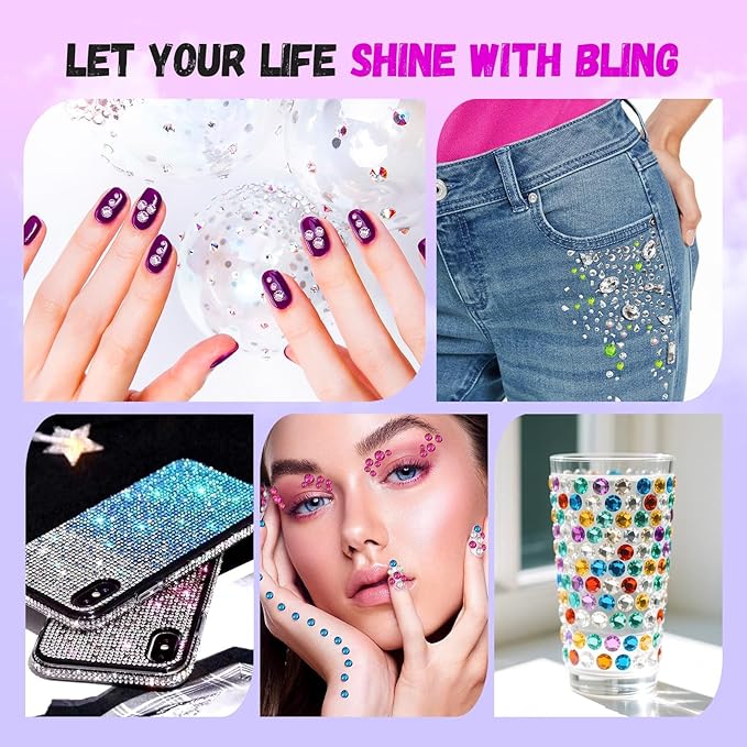 33000Pcs Gold Resin Jelly Rhinestones for Bedazzling, 2-6mm Flatback Gems for Diamond Art, Bedazzler Kit with 3Pcs 10ml B7000 Jewelry Glue for Crafting Crafts Book Shoes Nail Art