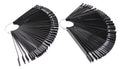 2 Sets 100 Tips Fan Shape Plastic Nail Art Tips Display Polish Board Display Practice Sticks with Metal Split Ring Holder (Black)