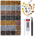 28 Types Golden Silver Copper Jelly Resin Rhinestones for Bedazzling Crafting 3mm-6mm Flatback Colorful Metallic Stones Gems Diamonds for Nails Face Eyes Makeup Crafts Tumblers Bottles Clothes