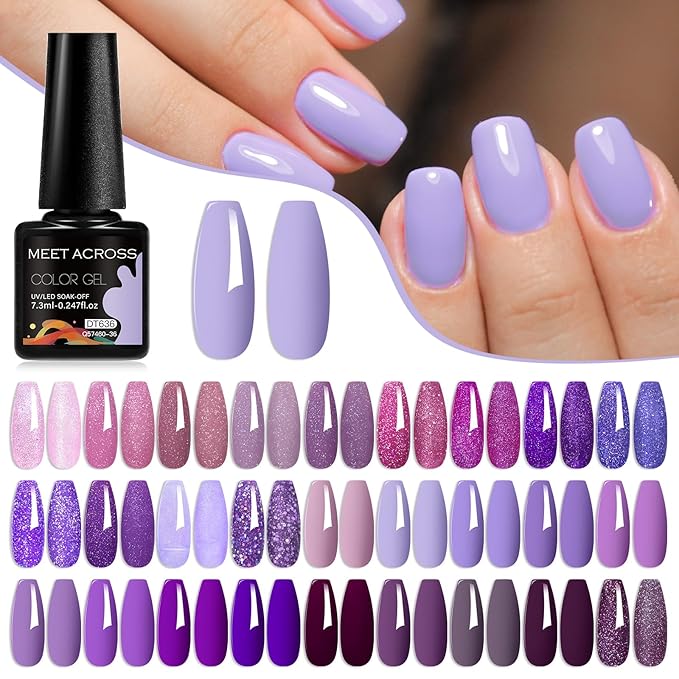 MEET ACROSS 27PCS Gel Nail Polish Set,27 Colors Gel Nail Kit Art Design Soak Off UV LED,Nail Art Design Gifts for Women
