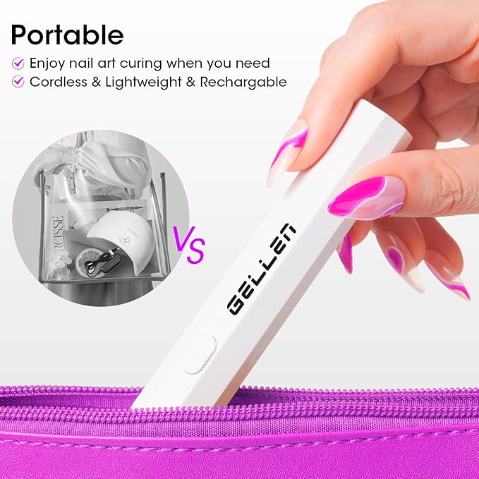 Gellen Mini UV Light for Nails Handheld, Portable UV Light for Gel Nails Cured, Cordless Nail Lamp Rechargeable Nail Dryer Lamp for Glue Fast Drying