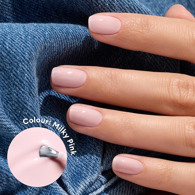 Manucurist Green Flash LED Milky Pink Gel Nail Polish - Vegan, 12-Free, Plant-Based - Strengthens and Protects the Nail - Gel Polish - Made in France - 0.5 fl oz