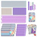 Disposable Manicure Kit Professional, 18 Set Press On Nail Tool Kit with Nail File, Nail Buffer, Nail Buffer Block, Nail Handle Brush, Wood Stick, Packaging Bag (Purple-50pcs)