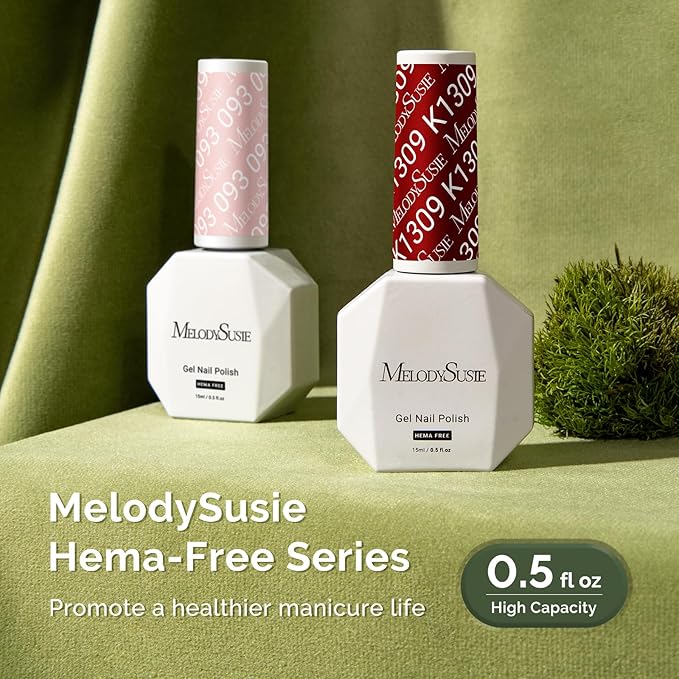 MelodySusie Hema Free Gel Nail Polish, 0.5 Fl Oz Thick Crimson Red Gel Polish, Non-Toxic, Long Lasting, Soak Off UV Nail Polish, Manicure Nail Design Salon DIY Nail Art at Home K1309
