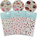 Cute Birthday Nail Stickers, 3D Cake Dessert Nail Decals, Self-Adhesive Nail Accessories & Supplies, Durable & Long-Lasting 3 Sheets