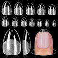 TOMICCA Extra Short Almond Nail Tips 192Pcs 12 Sizes - Clear Gel Short Fake Nails for Acrylic Nails & Press On Nails, Home DIY and Wedding Salon for Nails Extensions (Beginner & Professional)