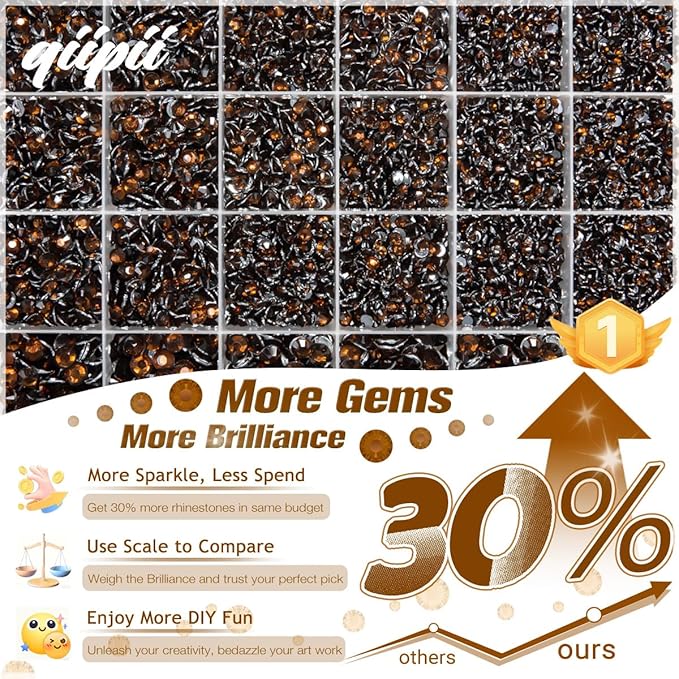Dark Brown Crystal Resin Rhinestones w B7000 Glue for Bedazzling Crafting 2mm-6mm Flatback Stones Diamonds Crystals Gems Bedazzler Kit Charms for Nails Face Eyes Makeup Tumblers Bottles Crafts