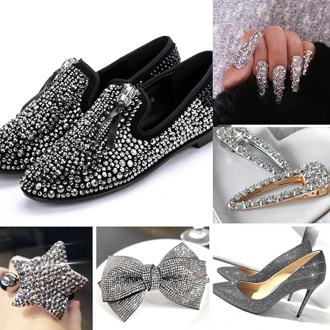 Flatback Rhinestones Bulk, 14400PCS Silver Rhinestones for Clothes DIY Decoration Crafts, Silver, SS10, 2.7-2.9mm