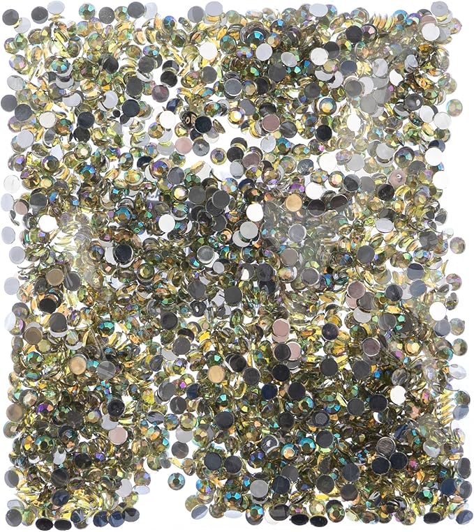 John Bead 2000 Pieces 4mm (SS16), Yellow AB, Acrylic Round Flat Back Rhinestones for Jewelry Making, DIY Crafts, Nail Art, Face Makeup, Clothes