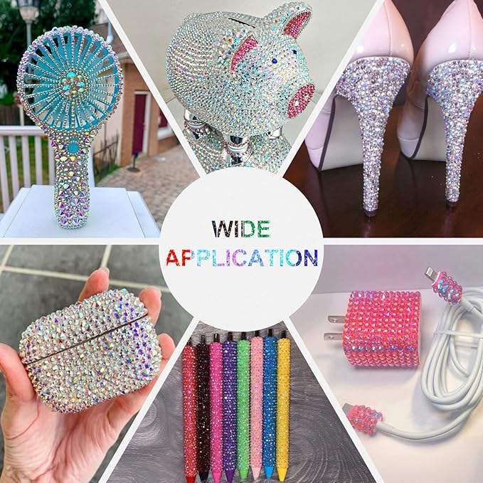 24 Colors Resin Jelly Rhinestone Bedazzling Kit, 17000Pcs Rhinestones for Bedazzling, 4mm Flatback Rhinestones bedazzle kit with 3 x 15ml B7000 Glue for Decorating Shoes Nail Book Diamond Art Crafting
