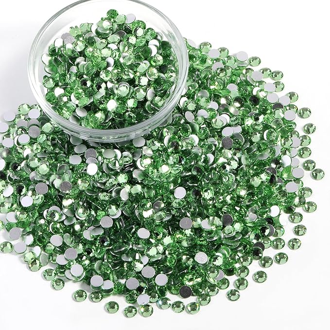 Beadsland Flatback Rhinestones Bulk,14400pcs Green Rhinestones for Nails Crafts Clothes DIY Decoration, Light Green/Peridot, SS20, 4.6-4.8mm