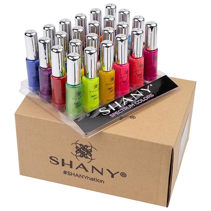 SHANY Nail Art Set Nail Polish - Glitter, Metallic, Pearls, Neon and Matte Nail Polish Nail Art Drawing Decoration Set With Built-in Thin Nail Art Brush - 24 Spectrum Colors