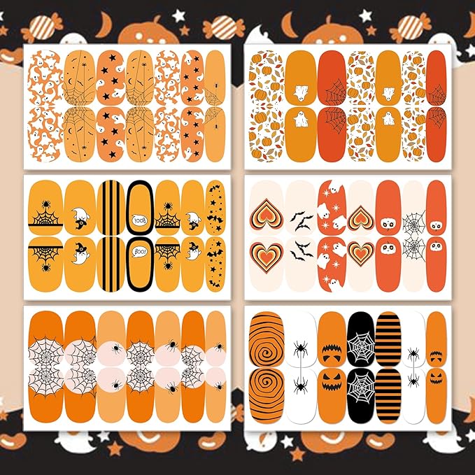 TailaiMei 12 Sheets Halloween Nail Wraps Stickers, Spider Web Nail Polish Strips Self-Adhesive Full Wraps with 2 pcs Nail Files for DIY Nail Art Decals (Spider Web Style)