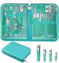 Travel Manicure Set 26-Piece, Portable Nail Clippers Kit with PU Case, Carbon Steel Clippers, 410 Stainless Steel Grooming Tools, Hand Foot Facial Care for Luggage Backpack