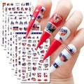 4th of July Nails Stickers for Nail Art - 8 Sheets 3D Self Adhesive Independence Day Nail Art Stickers American Flag Stars Letters USA Nail Decals Fourth of July Design Sticker for Women