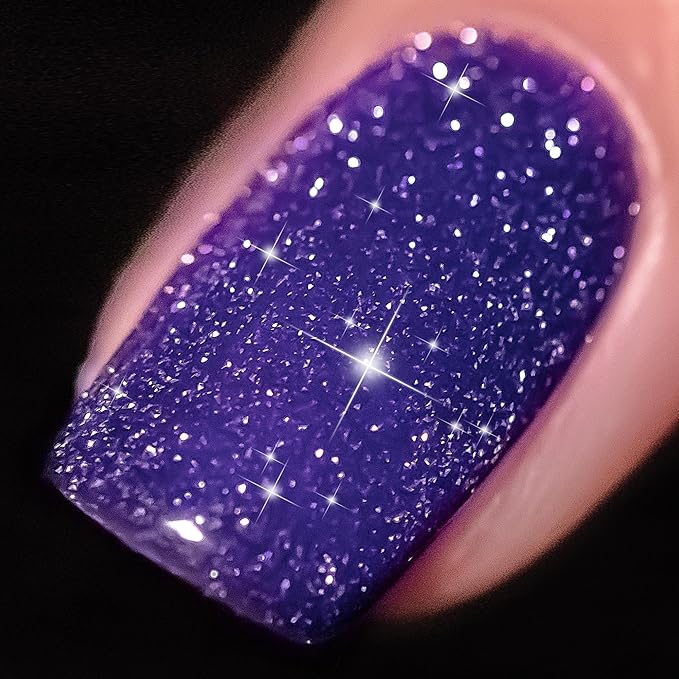 YTD Likomey Reflective Glitter Gel Nail Polish,15ml Lavender Purple Flash Diamond Shimmer Gel,Sparkly Shiny Salon Home Manicure Fall Winter UV Varnish,SZ015