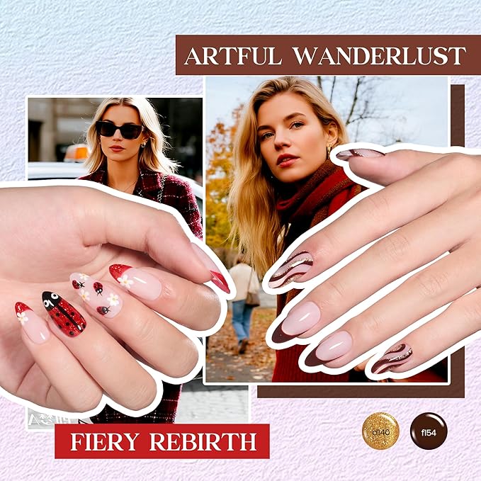 Beetles Gel Liner Nail Polish Set 50 Colors French Tip Nail Art Polish Glitter Brown Purple Blue Gel Nails White Pink Swirl Nails Painted Cat Eye Build in Thin Brush Gift for Women