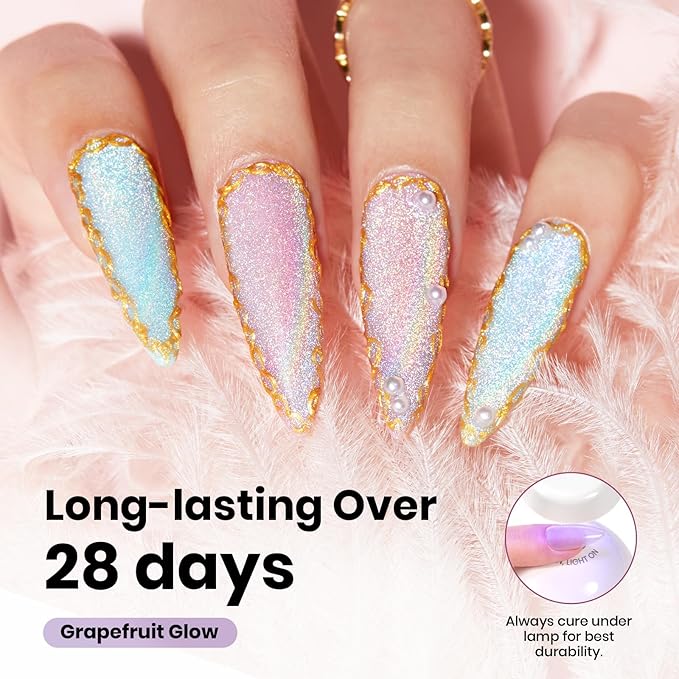 Beetles Stay Shining Silver Cat Eye Gel Nail Polish - 15ML Silver Glitter Cat Eye Gel Polish Rainbow Glow with Magnet Soak Off UV Salon DIY Manicure Iridescent Cloud Mirror Collection Gift for Women