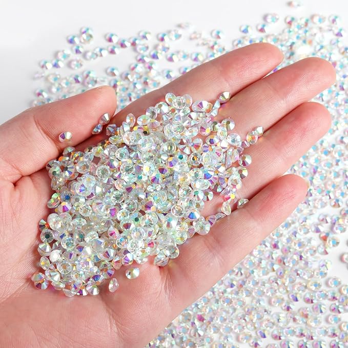 Beadsland Flatback Rhinestones Bulk,14400pcs Crystal Rhinestones for Nails Crafts Clothes DIY Decoration, Transparent AB, SS12,3.0-3.2mm