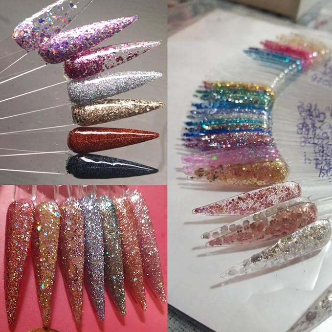 LoveOurHome 150PC Stiletto Nail Swatch Sticks Clear Practice Nail Tips Fan Cards Nail Art Display Board Nail Polish Color Swatches Sticks Tips Sample Tester Nail Skill Practice Tools Kit with Ring