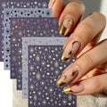 Gold Nail Stickers 5D Embossed Black White Star Nail Decals 3D Self Adhesive Moon Sun Nail Art Stickers Hearts Nails Designs Celestial Nails Supplies for Women DIY Manicure 6 Sheets