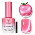 Beetles Apple Sweet Gleam Pink Cat Eye Gel Nail Polish - 15ML Glitter Pink Cat Eye Spring Gel Polish Magnetic Shimmer Effect Soak Off UV Nail Art Design Salon DIY Manicure Gift for Women