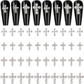 CRASPIRE 40pcs Cross Nail Charms 4 Style Silver Rhinestone Cross Nail Studs Charms 3D Luxury Flat-Back Diamond Crystal Rhinestones Gems Metal Alloy for DIY Nail Art Jewelry Decoration