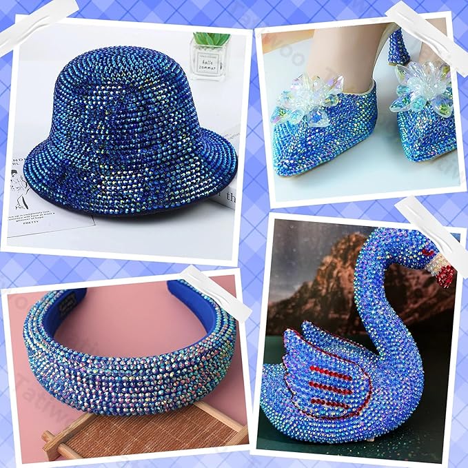 20000Pcs Royal Blue Flatback Jelly Resin Rhinestones for Bedazzling, Mix Sizes Crystal Rhinestones Gems, Blue AB Gems Bedazzling for Crafting for DIY Face Makeup Crafts Tumblers