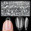 LoveOurHome 600pc Almond Fake Nails - Soft Gel Clear Press-on Short Acrylic Extension Tips, XS Stiletto Full Cover False Artificial Fingernail Tips