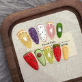 Summer Fruit Press on Nails - Vibrant Almond Shaped Fake Nails with Kiwi, Watermelon & Avocado Designs | Reusable Colorful Nail Art for Women | Tropical Fruit Manicure Set (Medium Length,S)
