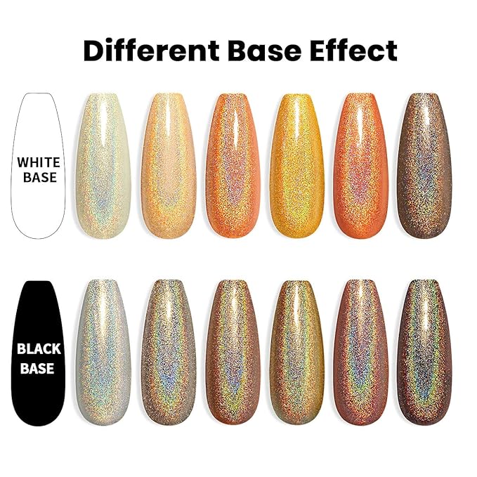 RARJSM Holographic Gel Nail Polish Set, Sunflower Collection Orange Yellow Gel Polish Summer Nail Colors 6PCS 7.5ML Soak Off UV LED Unicorn Mirror Laser Effect Nail GelPolish for Salon Home Manicure