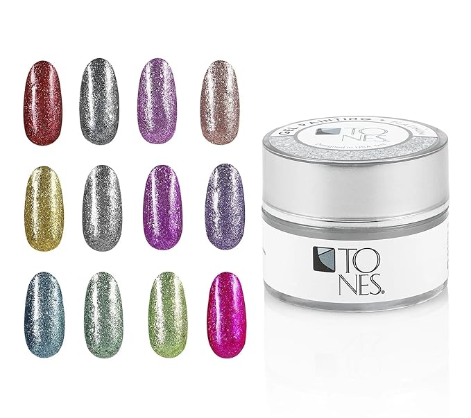 TONES Platinum Gel Nail Painting: 12 Colors, Gel Polish for Nail Art Design & Nail Salon (5 mL / 0.17 fl oz x 12)