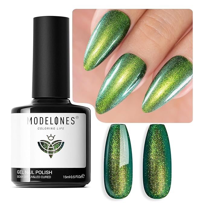modelones Glitter Gel Nail Polish Pastel Green Gel Nail Polish Soak-Off UV Gel Polish - 28+ Days Long-Lasting Salon-Quality Nail Art for Spring & st patricks day decorations DIY Manicure & Gift 15ML