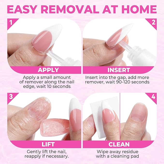 Nail Glue Remover for Press on Nails, 15ml Acetone-free Nail Polish Remover, Multi-Functional Glue Remover for Nails Tips, Quick Easy Gentle Removal, Not for Gel Polish