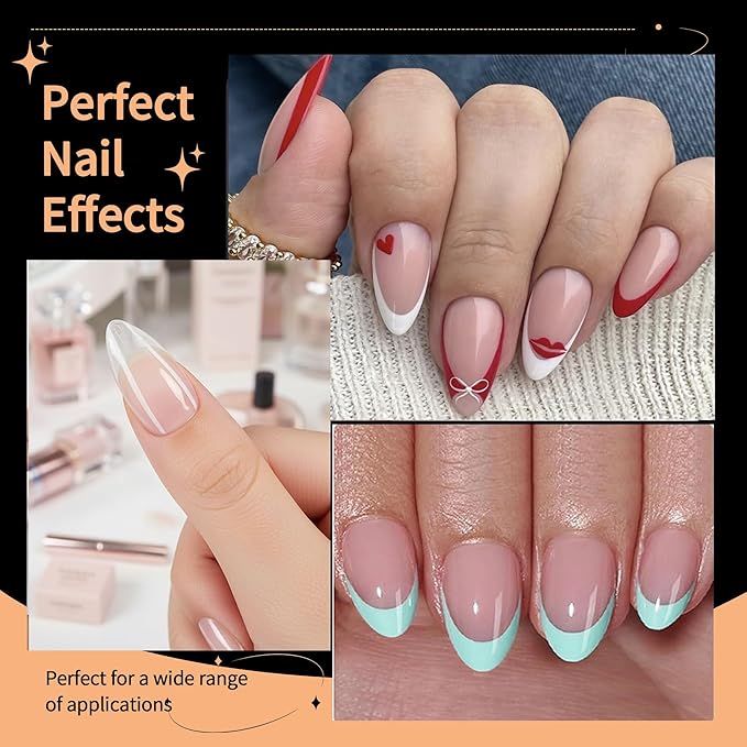 Almond Nail Tips:Full Cover Almond Press On Nails,Soft Gel Nail Tips X Half Matte False Nail Tips Pre-shaped Short Nails Tips12 Sizes300pcs,Clear Gelly Tips for Home Salon Daily Nail Art