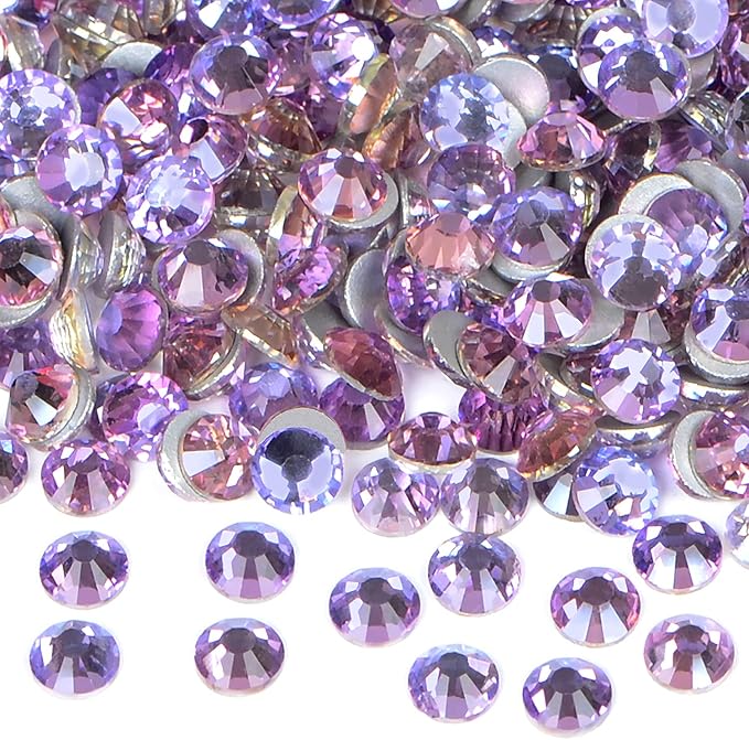288PCS Art Nail Rhinestones Non Hotfix Glue Fix Round Crystals Glass Flatback for DIY Jewelry Making with one Picking Pen (ss30 288pcs, Green Pink)