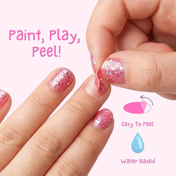 MISS NELLA-Peel Off, Odour Free, Water Base & Safe for kids nail polish pack of 3 (PINK GLITTER ATTACK)