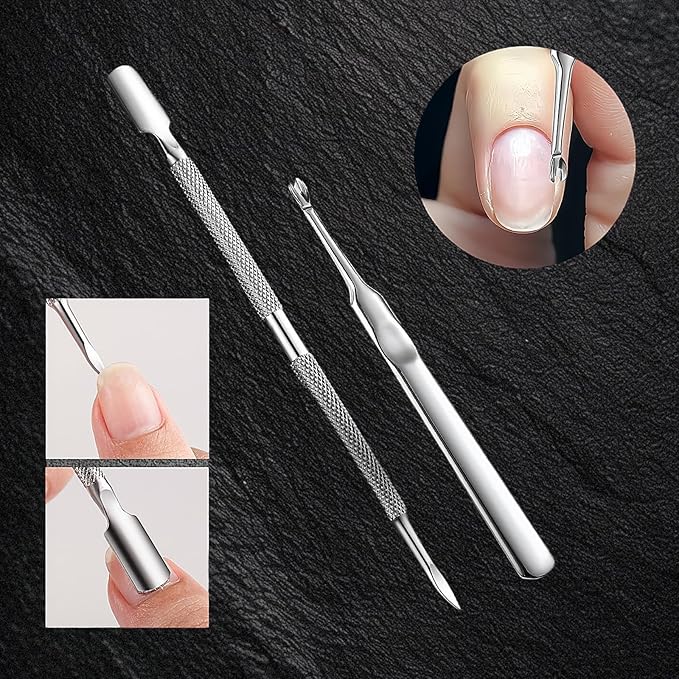 Cuticle Nipper, Polished Coated Durable Trimmer with Pusher, Nail Clipper with Fine Edge, Comfort Grip Cuticle Cutter and Remover Tool Kit for Nail Care (Rose+Pushers-1 SET)