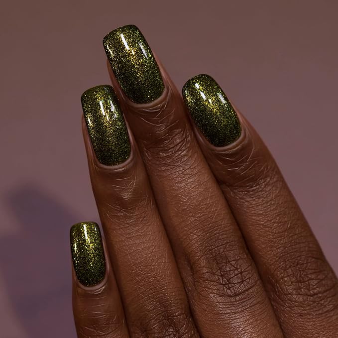 ILNP Olive Grove - Rustic Army Green Shimmer Nail Polish, Chip Resistant Manicure, Non-Toxic, Vegan, Cruelty Free, 12ml