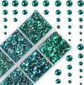 4000Pcs Mixed Size Hot Fix Round Crystals Gems Glass Stones Hotfix Flat Back Rhinestones (Blue Zircon)