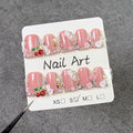 10Pcs Short Pink Press on Nails Handmade Duck Fake Nails with 3D Flower Cherry Rhinestone Design Cute False Nails Artificial Acrylic Nails Press ons Multi-Layer Handmade Stick on Nail for Women (S)