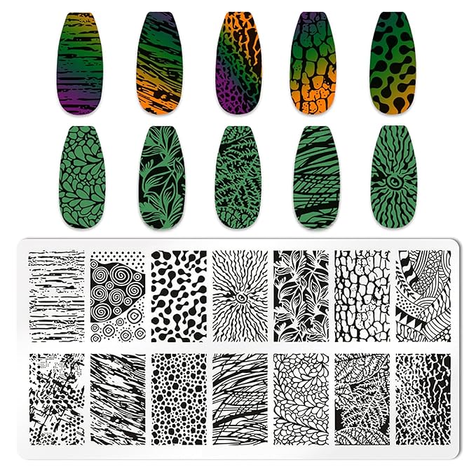 5pcs Nail Stamp with Nail Stamper and Scraper, Leopard Print Nail Stamping Plates Nail Art Stamp French Tip Stamp Tool Nail Stencils Template for DIY Nail Art Accessories