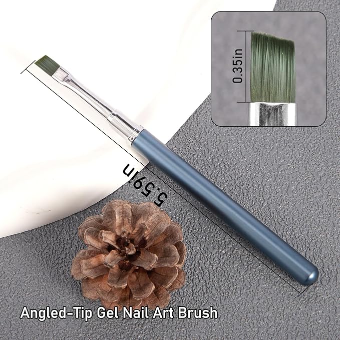 DANNEASY Nail Art Brushes for Gel Polish, Angled Nail Polish Clean Up Brushes For Cleaning Polish Mistakes on the Cuticles, Gel Nails Art Brush Design Tools Acrylic Manicure Brushes
