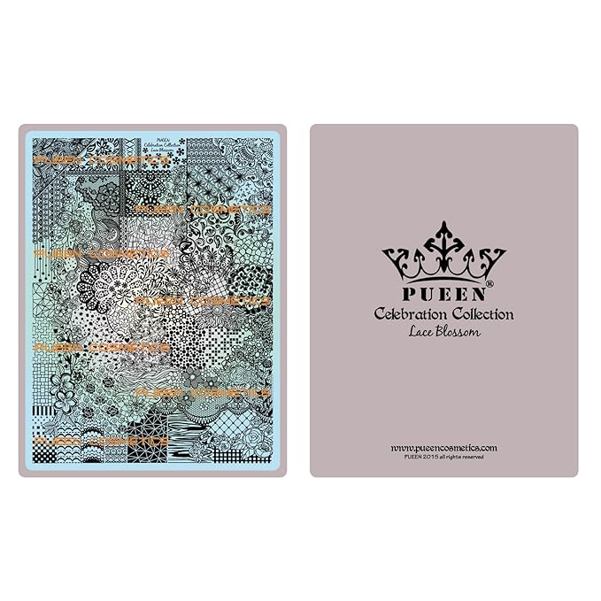 PUEEN 2015 Nail Art Stamping Plate Celebration Collection - LACE BLOSSOM - NEW INVENTION Super Size All You Can Stamp Full Size Stamping Image Plates Manicure DIY (Infinite Images)-BH000475