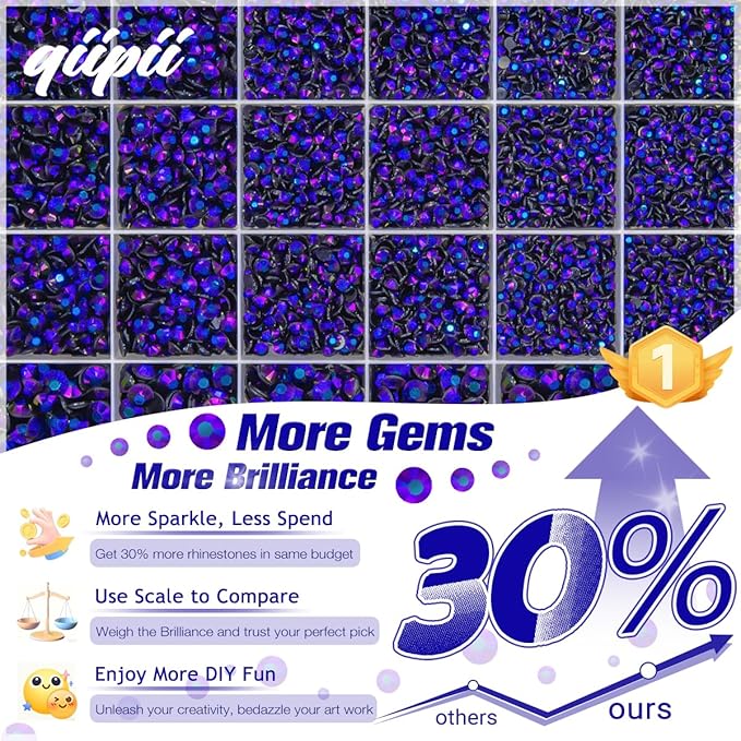 Black Violet AB Resin Rhinestones w B7000 Glue for Bedazzling Crafting 2mm-6mm Flatback Jelly Stones Diamonds Gems Bedazzler Kit for Nails Face Eyes Makeup Tumblers Bottles DIY Crafts Shoes