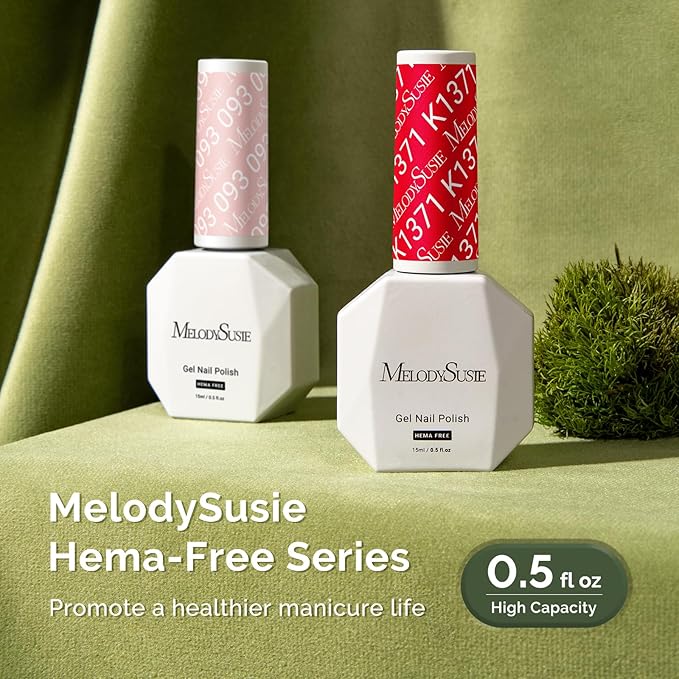 MelodySusie Hema Free Gel Nail Polish, 0.5 Fl Oz Thick Orange Red Gel Polish, Non-Toxic, Long Lasting, Soak Off UV Nail Polish, Manicure Nail Design Salon DIY Nail Art at Home K1371